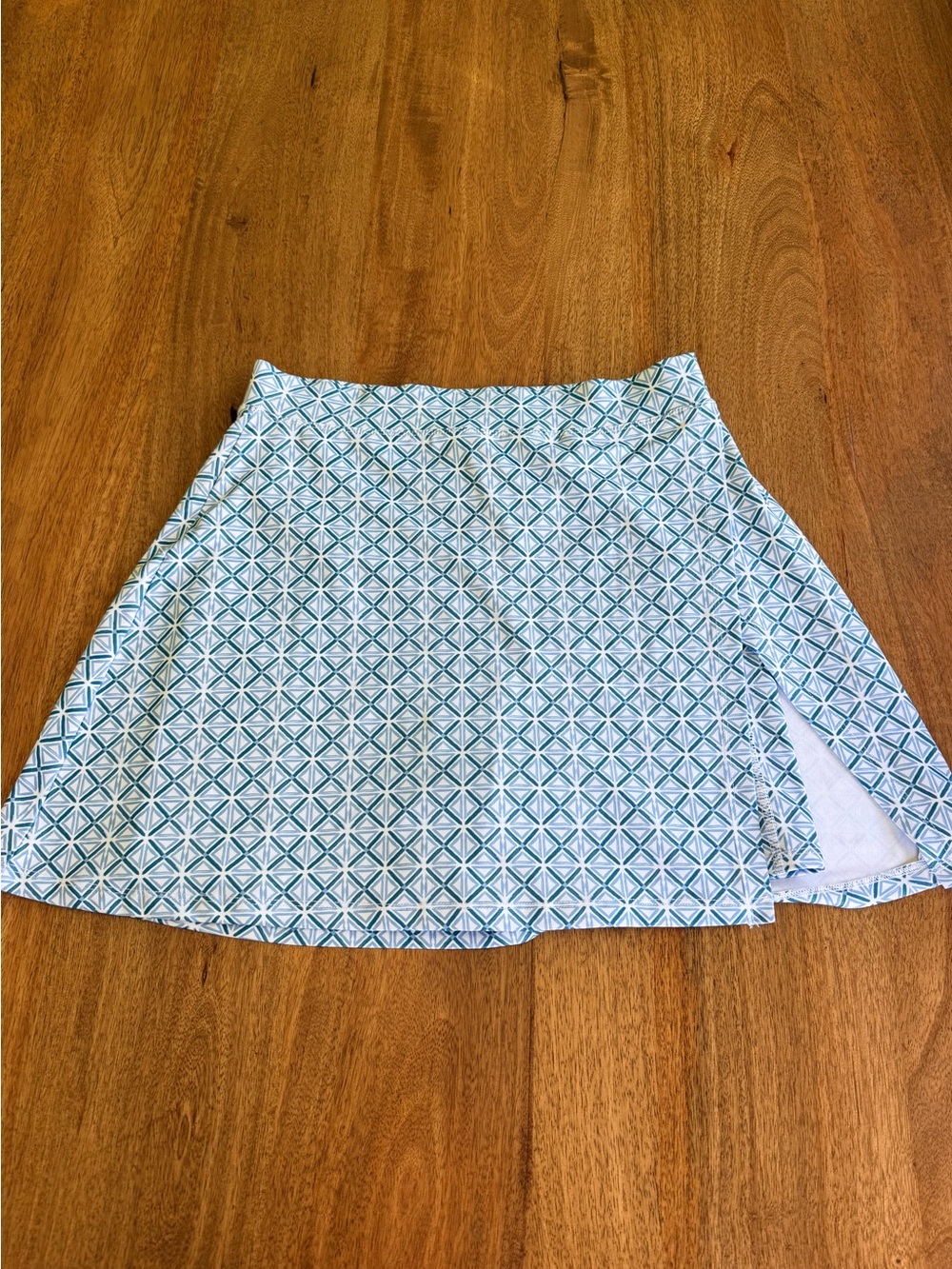 Women’s Blue Geometric Skort with Subtle Side Panel